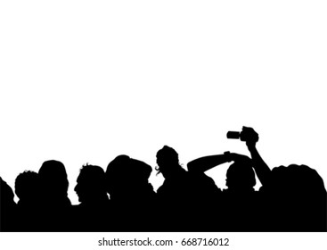 Crowd of spectators at a concert on a white background