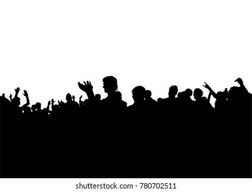Crowd of spectators at a concert on a white background