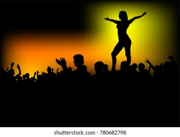 Crowd of spectators at music concert