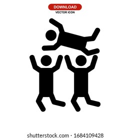 crowd surfing icon or logo isolated sign symbol vector illustration - high quality black style vector icons
