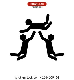 crowd surfing icon or logo isolated sign symbol vector illustration - high quality black style vector icons
