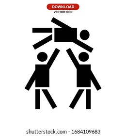 crowd surfing icon or logo isolated sign symbol vector illustration - high quality black style vector icons
