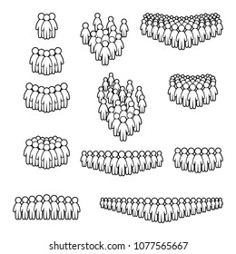 Crowd thin line icon set. People outline icon set. Vector.