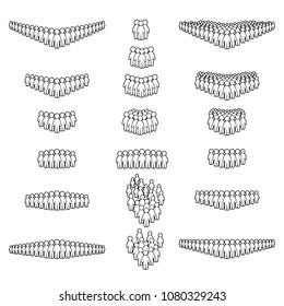Crowd thin line icon set. People outline icon set. Vector.