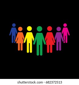 Crowd vector icon colorful