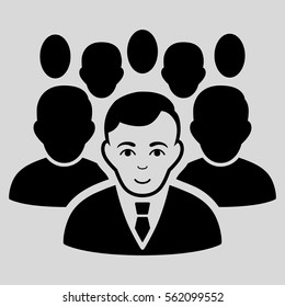 Crowd vector icon. Flat black symbol. Pictogram is isolated on a light gray background. Designed for web and software interfaces.