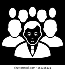 Crowd vector icon. Flat white symbol. Pictogram is isolated on a black background. Designed for web and software interfaces.