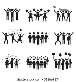 Crowd vector icon set