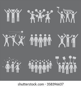 Crowd vector icon set