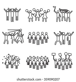 Crowd vector icon set