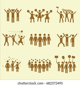 Crowd vector icon set