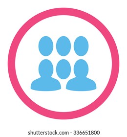 Crowd vector icon. Style is bicolor flat rounded symbol, pink and blue colors, rounded angles, white background.