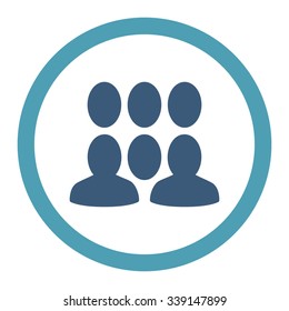 Crowd vector icon. Style is bicolor flat rounded symbol, cyan and blue colors, rounded angles, white background.