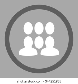 Crowd vector icon. Style is bicolor flat rounded symbol, dark gray and white colors, rounded angles, silver background.