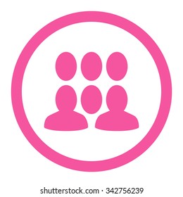 Crowd vector icon. Style is flat rounded symbol, pink color, rounded angles, white background.