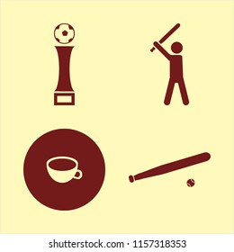 crowd vector icons set. with baseball, football cup, baseball player and cup in set
