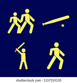 crowd vector icons set. with baseball, pedestrian people, pedestrian and baseball player in set