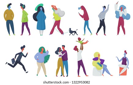 Crowd Vector Tiny People Set Parents Stock Vector (Royalty Free ...