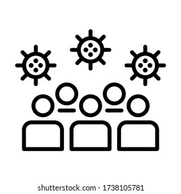 Crowd with virus. Coronavirus or COVID-19. Line vector. Isolate on white background.