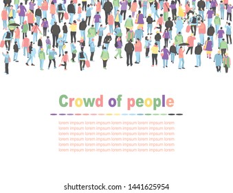Crowd of walking people vector background