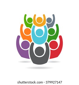 Crowd of winner people -  Social media icon. Vector Flat design