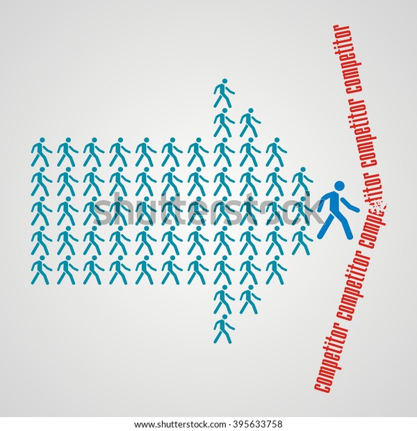 The crowd of workers follows the team leader\
and divide the competitors
