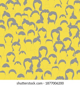 Crowd. Workers group, people in parade or in protest. Flat style. Vector background. Social community pattern of diverse people group in modern style