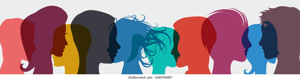 Crowd. Workers group, people in transparency.  Vector banner background. Social community pattern of diverse people group in modern style