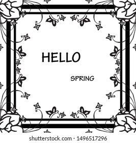Crowd of wreath frame, space for text, lettering greeting card of hello spring. Vector