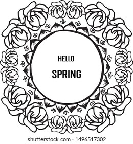 Crowd of wreath frame, space for text, lettering greeting card of hello spring. Vector