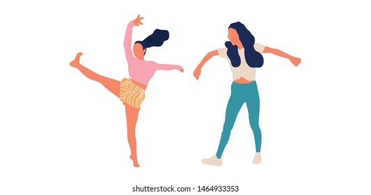 Crowd of young people dancing at club. Big set of characters having fun at party. Flat colorful vector illustration. - Vector