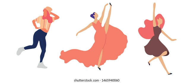 Crowd of young people dancing at club. Big set of characters having fun at party. Flat colorful vector illustration. - Vector