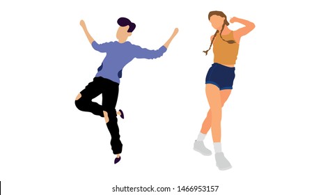 Crowd of young people dancing at club. Big set of characters having fun at party. Flat colorful vector illustration. - Vector