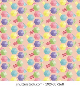 Crowded Beach colourful seamless vector pattern with beach towels and parasols