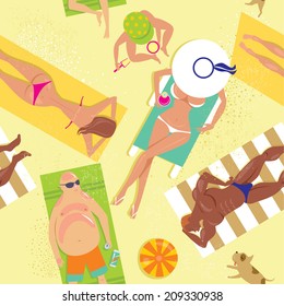 Crowded beach seamless pattern