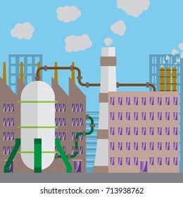 Crowded flat style factory building set background