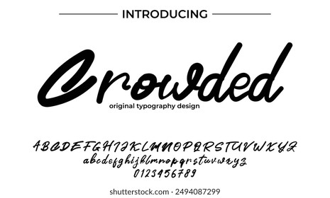 Crowded Font Stylish brush painted an uppercase vector letters, alphabet, typeface