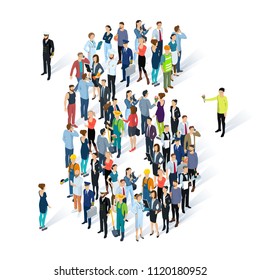 Cifras de tipo vectorial de personas isométricas entrecruzadas.    Hombres y mujeres de diversos personajes y profesiones. Figura 6.