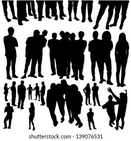 crowded people silhouette vector