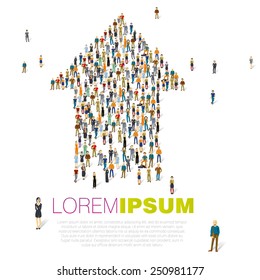 Crowded people vector arrow symbol.