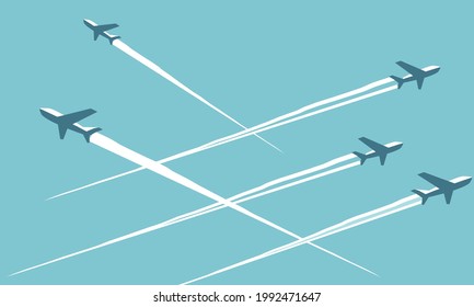 Crowded sky of air traffic
