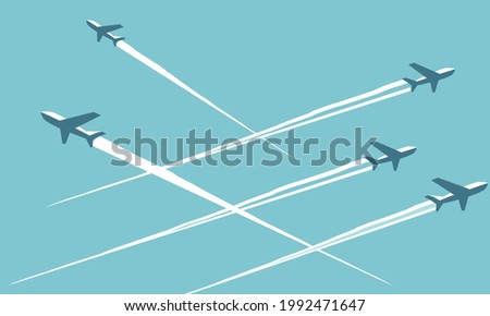 Crowded sky of air traffic