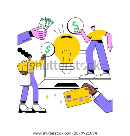 Crowdfunding abstract concept vector illustration. Crowdsourcing project, alternative financing, raise money in internet, fundraising platform, collect donations, business venture abstract metaphor.