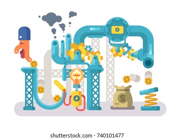 Crowdfunding abstract structure design flat . Investment money in idea or new business start up, financial success, vector illustration