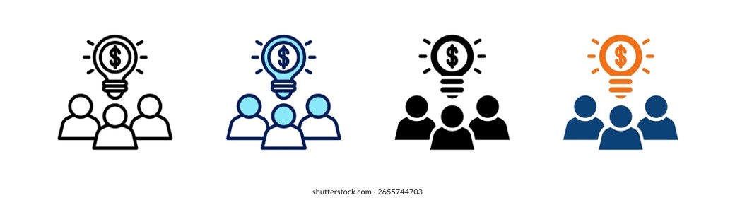Crowdfunding All In One Icon Multi Styles Vektor Set