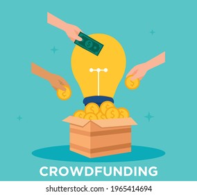Crowdfunding background in flat concept
