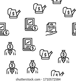 Crowdfunding Business Seamless Pattern Vector Thin Line. Ilustraciones