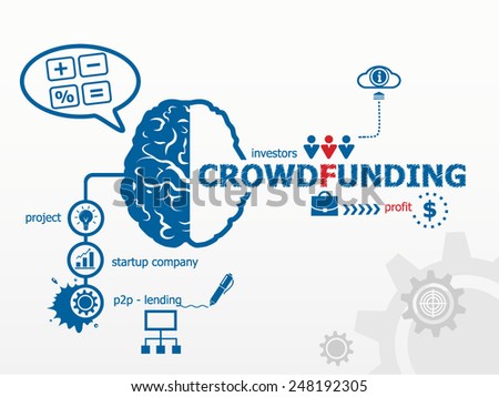 Crowdfunding concept. Crowd funding or sourcefunding public money raising for a project