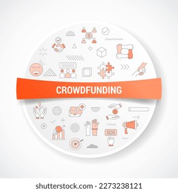 crowdfunding concept with icon concept with round or circle shape for badge