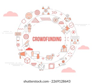 crowdfunding concept with icon set template banner and circle round shape
